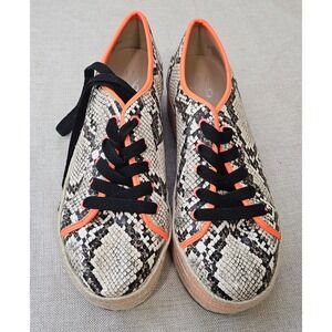 Mix No. 6 Lidia‎ Snakeskin Neon Orange Espadrille Platform Sneakers Womens 6.5M